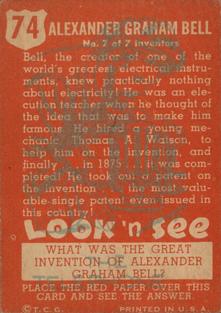 1952 Topps Look 'n See (R714-16) #74 Alexander Graham Bell Back