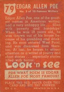 1952 Topps Look 'n See (R714-16) #79 Edgar Allan Poe Back