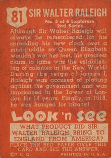 1952 Topps Look 'n See (R714-16) #81 Sir Walter Raleigh Back