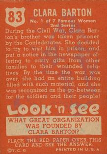 1952 Topps Look 'n See (R714-16) #83 Clara Barton Back