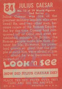 1952 Topps Look 'n See (R714-16) #84 Julius Caesar Back