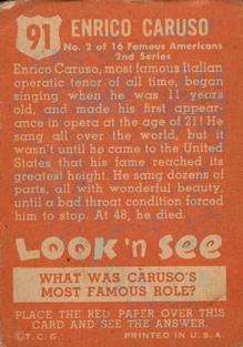 1952 Topps Look 'n See (R714-16) #91 Enrico Caruso Back