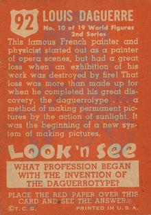 1952 Topps Look 'n See (R714-16) #92 Louis Daguerre Back