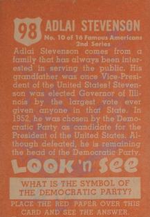 1952 Topps Look 'n See (R714-16) #98 Adlai Stevenson Back