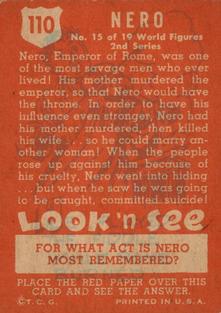1952 Topps Look 'n See (R714-16) #110 Nero Back