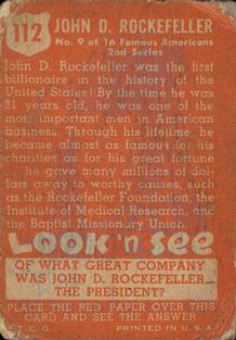 1952 Topps Look 'n See (R714-16) #112 John D. Rockefeller Back