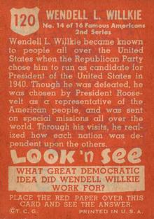 1952 Topps Look 'n See (R714-16) #120 Wendell Willkie Back
