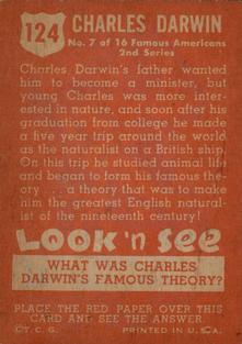 1952 Topps Look 'n See (R714-16) #124 Charles Darwin Back