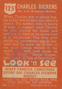 1952 Topps Look 'n See (R714-16) #125 Charles Dickens Back