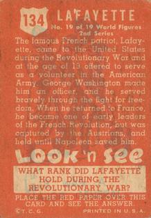 1952 Topps Look 'n See (R714-16) #134 Lafayette Back