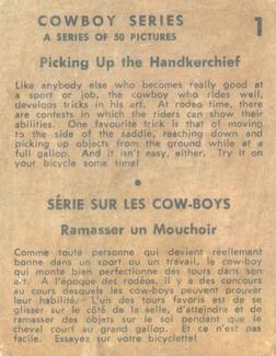 1930 Hamilton Gum Cowboy Series (V290) #1 Picking Up The Handkerchief Back