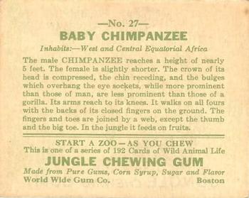 1933 Jungle Chewing Gum (R78) #27 Baby Chimpanzee Back
