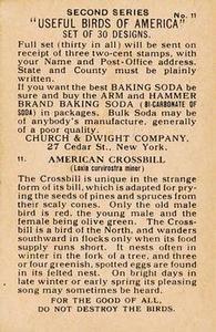 1918 Church & Dwight Useful Birds of America Second Series (J6) #11b American Crossbill Back