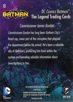 2013 Cryptozoic DC Comics Batman: The Legend #8 Commissioner James Gordon Back
