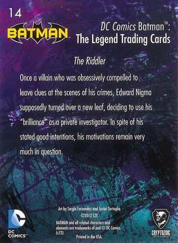 2013 Cryptozoic DC Comics Batman: The Legend #14 The Riddler Back