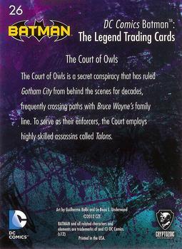 2013 Cryptozoic DC Comics Batman: The Legend #26 The Court of Owls Back