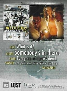 2005 Inkworks Lost Season One - Missing: Oceanic 815 Puzzle #M2 Kate: What is it? Claire: Somebody's in there. Back