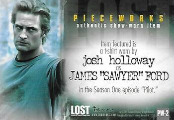 2005 Inkworks Lost Season One - Pieceworks #PW-2 T-shirt worn by Josh Holloway as Sawyer Ford Back