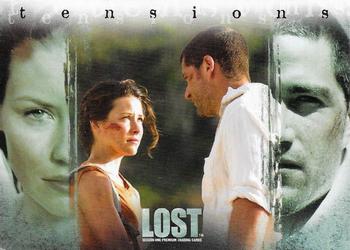 2005 Inkworks Lost Season One - Tensions Box-Loaders #BL-1 Jack & Kate Front