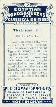 1912 Player's Egyptian Kings & Queens and Classical Deities #12 Thutmos III Back