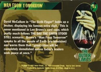 1997 DuoCards The Outer Limits - Case Toppers #D1 Man from Tomorrow Back
