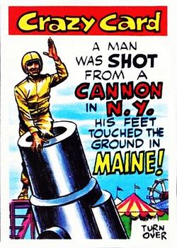 1961 Topps Crazy Cards #6 A man was shot from a cannon in N.Y. Front