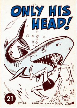 1961 Topps Crazy Cards #21 A man-eating shark will not eat a man! Back