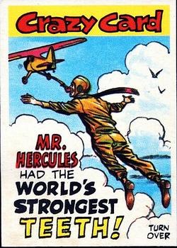 1961 Topps Crazy Cards #29 Mr. Hercules had the world's strongest teeth! Front
