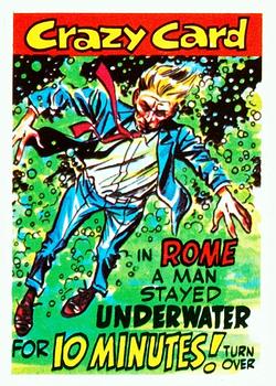 1961 Topps Crazy Cards #34 In Rome a man stayed underwater for 10 minutes! Front
