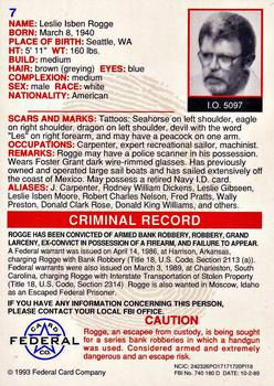 1993 Federal Wanted By FBI #7 Leslie Isben Rogge Back