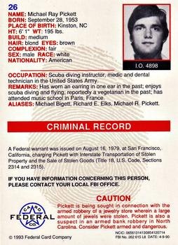 1993 Federal Wanted By FBI #26 Michael Ray Pickett Back