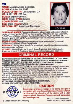 1993 Federal Wanted By FBI #28 Joseph Jesse Espinoza Back