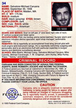 1993 Federal Wanted By FBI #34 Salvatore Michael Caruana Back