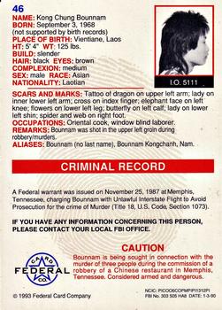 1993 Federal Wanted By FBI #46 Kong Chung Bounnam Back