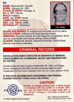 1993 Federal Wanted By FBI #51 Raymond M. Scoville Back