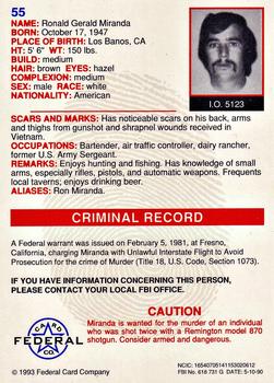 1993 Federal Wanted By FBI #55 Ronald Gerald Miranda Back