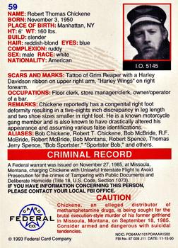 1993 Federal Wanted By FBI #59 Robert Thomas Chickene Back