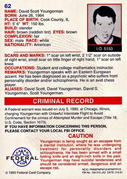 1993 Federal Wanted By FBI #62 David Scott Youngerman Back