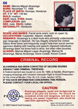 1993 Federal Wanted By FBI #66 Marcos Miguel Alvaranga Back