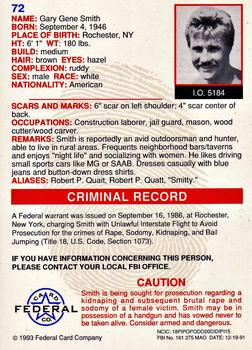 1993 Federal Wanted By FBI #72 Gary Gene Smith Back