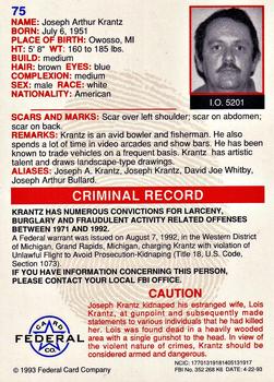 1993 Federal Wanted By FBI #75 Joseph Arthur Krantz Back