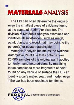 1993 Federal Wanted By FBI #91 Materials Analysis Back