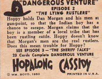 1950 Topps Hopalong Cassidy #2 The Lying Rustlers Back