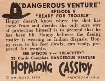 1950 Topps Hopalong Cassidy #8 Ready for Trouble Back