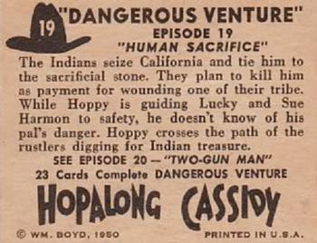 1950 Topps Hopalong Cassidy #19 Human Sacrifice Back