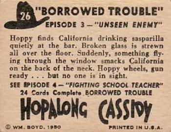 1950 Topps Hopalong Cassidy #26 Unseen Enemy Back