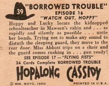 1950 Topps Hopalong Cassidy #39 Watch Out, Hoppy Back