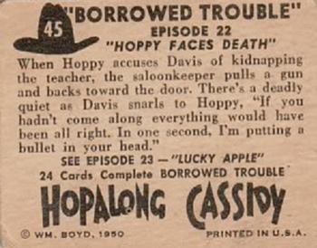 1950 Topps Hopalong Cassidy #45 Hoppy Faces Death Back