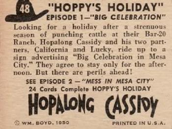 1950 Topps Hopalong Cassidy #48 Big Celebration Back