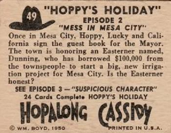 1950 Topps Hopalong Cassidy #49 Mess in Mesa City Back